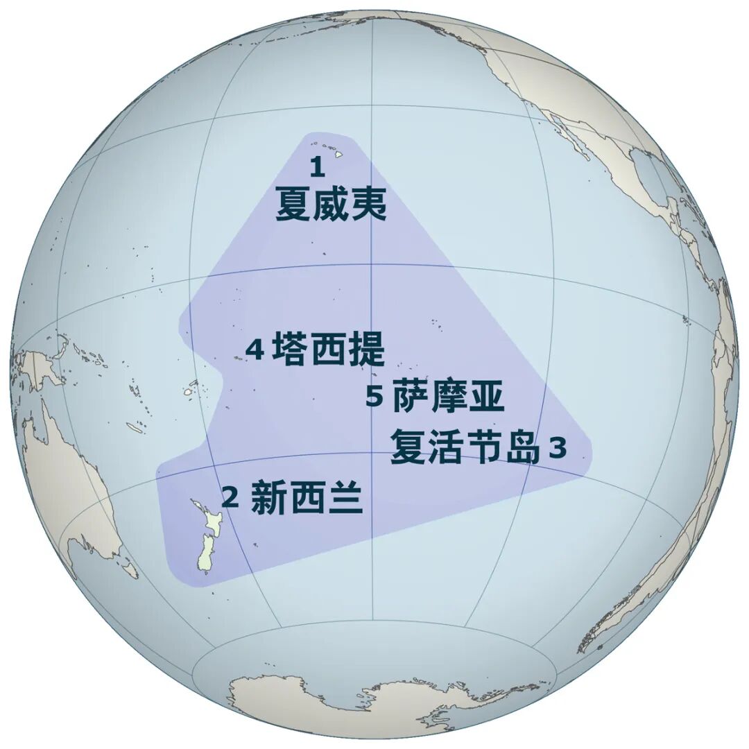 1波利尼西亚三角地图【数字处加标地点:1夏威夷2新西兰3复活节岛4塔西提5萨摩亚】.jpg